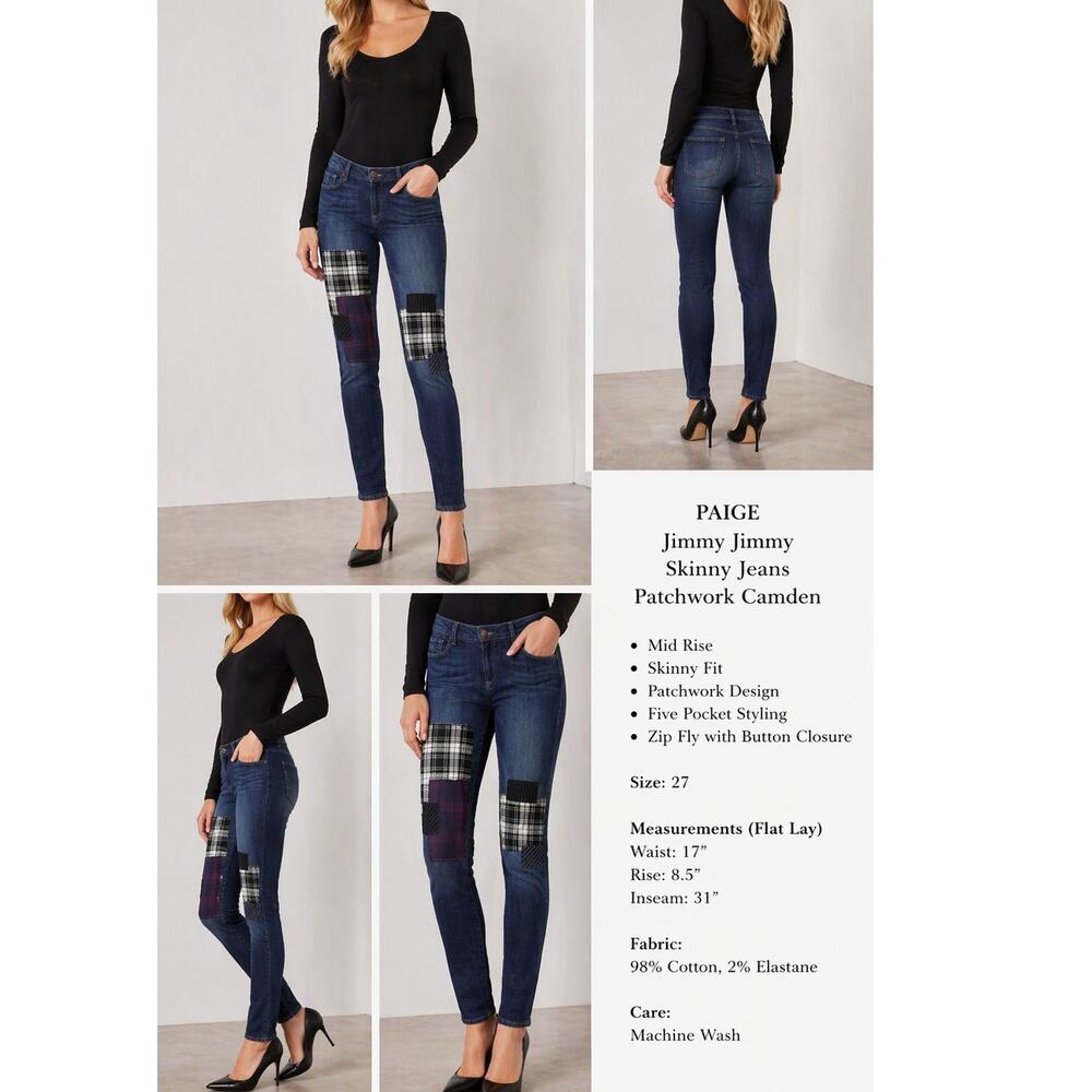 Paige Jimmy Jimmy Skinny Jeans Patchwork Camden Distressed Denim 27